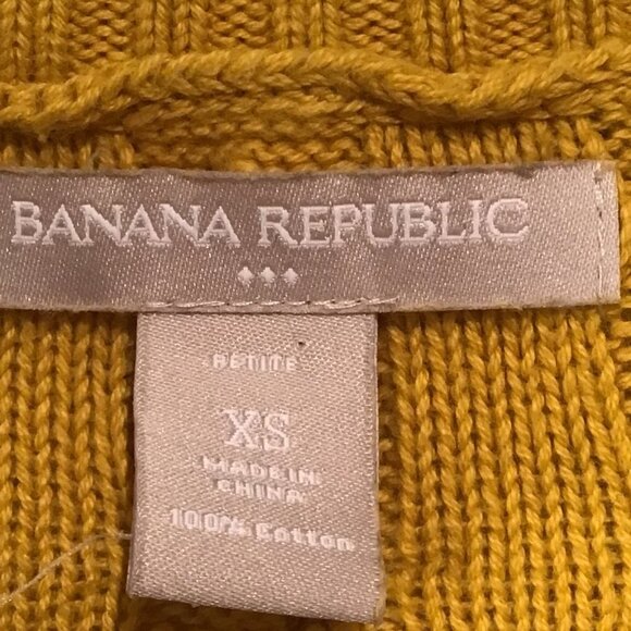 Banana Republic Short Sleeve Mustard Yellow Cable Knit Sweater Size XS - Picture 9 of 9